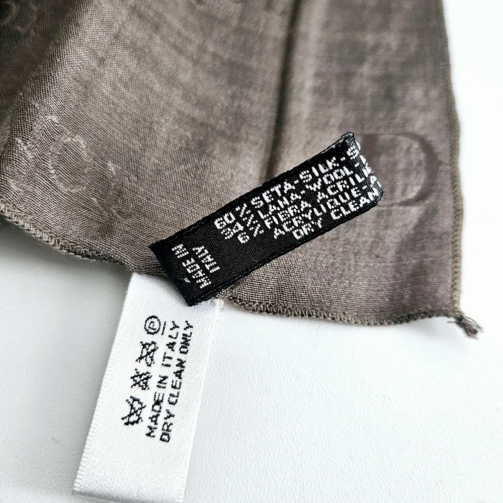 Dior Gray Pleated Silk Blend Scarf